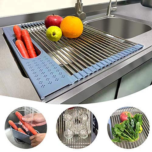 CHENGXI Over The Sink Roll Up Dish Drying Rack, 20'' x 15'' Extra Large