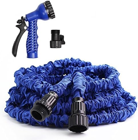 TOP Expandable Garden Hose, 25FT / 50FT / 75FT / 100FT / 125FT / 150FT 3 X Expanding Flexible Magic Lightweight Water Hose with 7 Modes Spray Gun For Washing Car/ Watering Flowers (150FT, Blue)