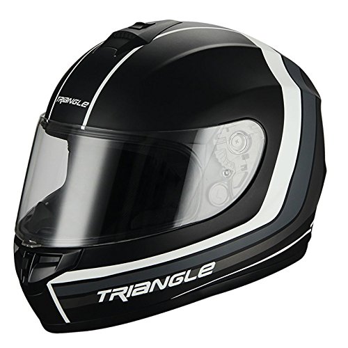 Triangle Full Face Matte Street Bike Motorcycle Helmet [DOT] (Small,Matte Black/White)