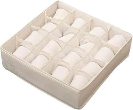 Amazon 仕切りボックス 下着収納 収納ボックス 折り畳み ブラジャー ショーツ ミニタオル 靴下 小物収納 ケース 引き出し仕切り 衣類 収納 不織布 洗濯可能 16マス 衣類用引き出し仕切り オンライン通販