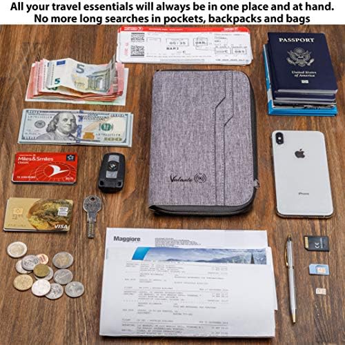 Valante Premium Family Travel Document Organizer Capacious RFID Passport Holder Wallet (Large, gray) 2 Valante Premium Family Travel Document Organizer Capacious RFID Passport Holder Wallet (Large, gray)