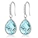 Gem Stone King 925 Sterling Silver Blue Topaz Dangle Earrings (18.00 Ct, Pear Shape 16X12MM)