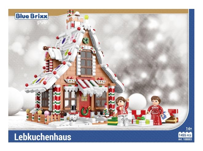 BlueBrixx Pro Lebkuchenhaus – Klemmbaustein-Set bestehend aus 1455 Bauelementen – Artikel-Nr. 108003 – Kompatibel mit Klemmbausteinen Anderer Hersteller