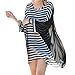 Simplicity Women's Oversized Stripe Beach Bikini Swimwear Cover-up,Black Stripes