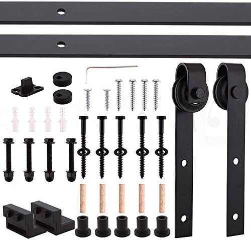 6.6FT Sliding Barn Door Track Rail Sliding Track Hardware Kit Barn Wood Door Basic Sliding J Shape Steel Track Hardware Kit