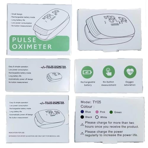 Rechargeable Pulse Oximeter Fingertip Oxygen Monitor Fingertip with SpO2 Pulse Rate and PI RR OLED Precision Fast Oximeter SpO2 Reading Outdoor Sports Home (Black)