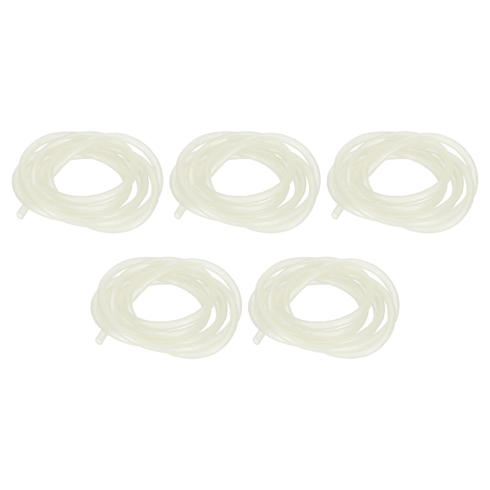 PATIKIL 2mm ID Glow Tube Deep Sea Fishing, 5Pcs 16.4 Ft/5M Soft Silicone Luminous Tube Angling Glow in the Dark Tubing Sleeve Fishing Tool for Fishing Rigs, White