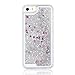 Glitter Case for iPhone 5S,Turpro Hard Transparent Clear Creative Funny 3D Quicksand Liquid Sparkles Glitter Bling Case with Stars for iPhone 5 5S(Silver)