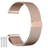 amBand Fully Magnetic Closure Clasp Mesh Loop Milanese Stainless Steel Metal Replacement Band Bracelet Strap for Men's Women's watch, Rose Gold 18mm