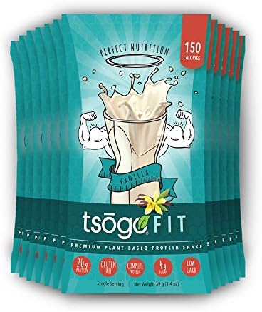 Tsogo Fit 12 Pack, Smooth Vanilla, Soy Free, Gluten Free &amp; Dairy Free, High Fiber &amp; Protein, Low Calories &amp; Carbs, Meal Replacement Shake, Only 150cal/serv. (1 Box-12 Individual Servings)