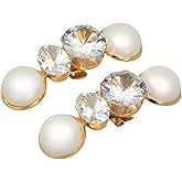 LOVEF 2 Pcs Pearl Shoe Clips Rhinestone Wedding Shoe Buckles Accessories Shoe Charms Jewelry for Women Party Prom Decoration