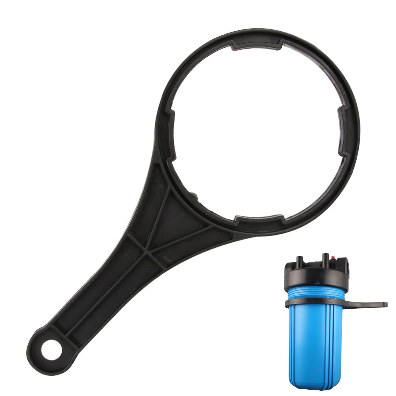 Photo 1 of Heavy-Duty Water Filter Wrench for Big Blue 4.5" x 10"/20" Filter Housings – 6.26" Inner Diameter Durable Plastic Opener Tool for Whole House Water Filtration Systems