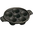 Staub Cast Iron 5.75-inch Escargot Dish with 6 holes - Matte Black, Made in France