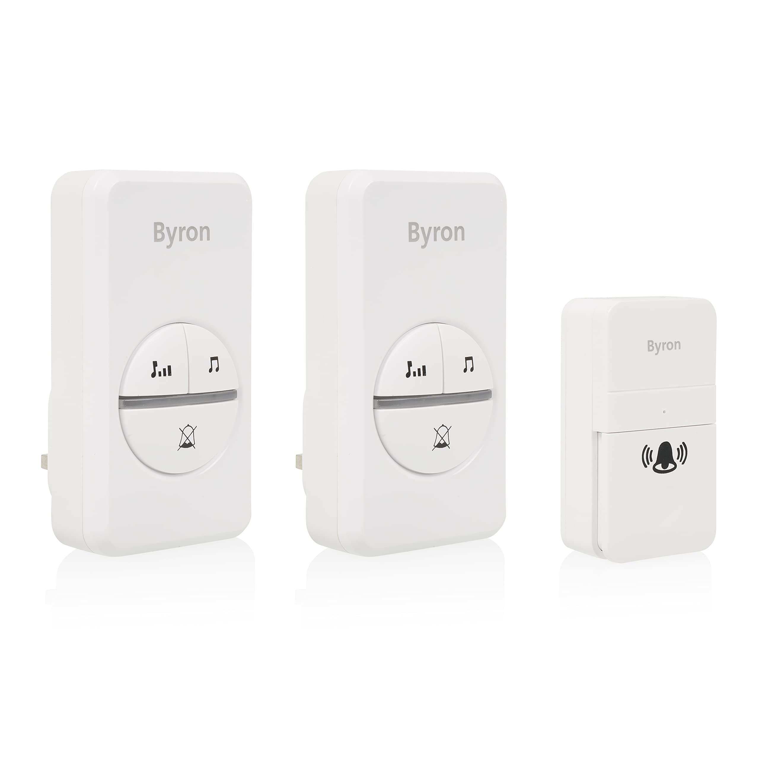 Byron DBY-23445BS Wireless Doorbell Set - 2 Plugs - Kinetic Energy - White