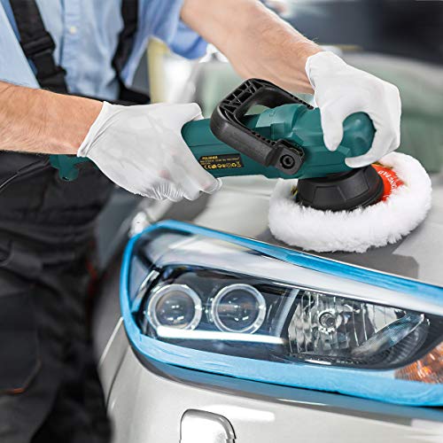 URCERI Random Orbital Polisher 9A 1100W 6000 RPM Dual Action Car Buffer Sander Waxer with Adjustable D-Handle, Powerful Motor with Variable Speeds Includes 6 Foam Pads and 2 Wool Bonnets