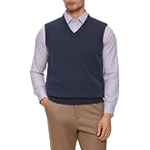 zhilifs Men's Pure Cashmere Sweater Vest V-Neck Sleeveless Pullover Regular Fit Office Casual Layering Style