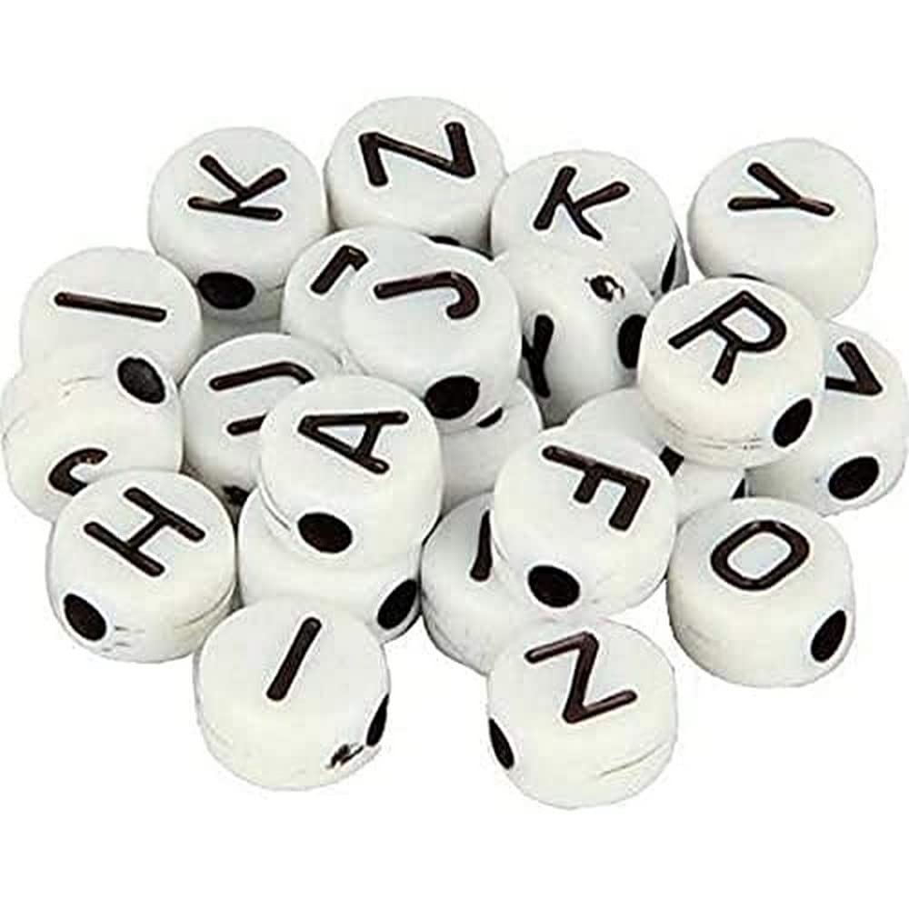 Artemio 11060479 Set of 300 Round Alphabet Beads, Plastic, Multi-Colour, 10 x 2 x 14 cm