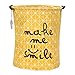 Sea Team Foldable Large Cylindric New Canvas Fabric Storage Bin Storage Basket Organizer for Kid's Room Toy Storage, Laundry Hamper for Blouse T-shirt Underwear etc, Yellow
