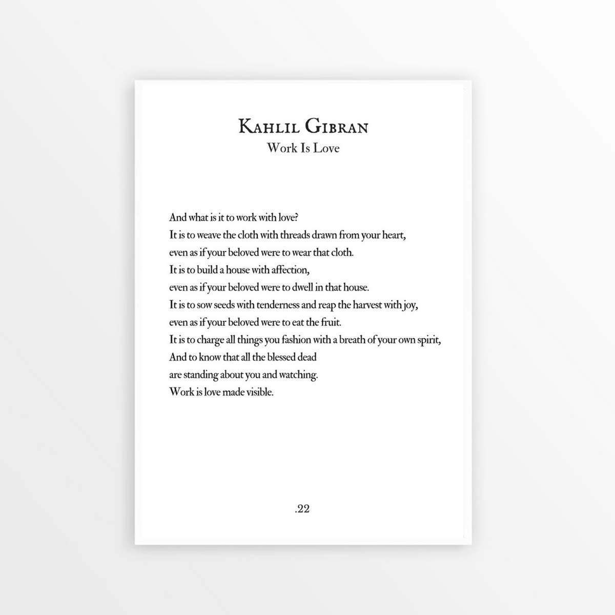 Amazon Com Work Is Love Khalil Gibran Book Page Poster Poetry Wall Art Literary Quote Printable Handmade