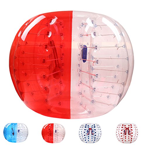 Bubble Soccer Balls Dia 5  (1.5m) Human Hamster Ball, Bubble Football,Bumper Ball, Zorbing Ball, Knocker Ball, smash ball stress ball Loopy Ball (Red and Clear)