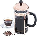 VonShef 8 Cup Glass French Press Cafetiere Coffee Maker 1 Liter 340z - Copper