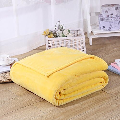 Super Soft Velvet Plush Throw, Fleece Flannel Bed Couch Throw Warm Blanket, Popular Neutral Colors, 27" X 39" (yellow)