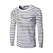 Allegra K Men Crew Neck Striped Long Sleeves Cotton/ Spandex Causal T-shirt
