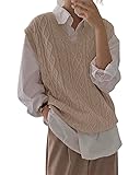 Women's V Neck Sweater Vest Oversized Sleeveless