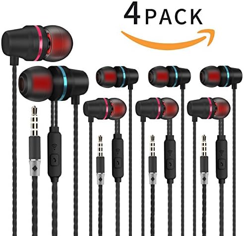(Black 4)In Ear Headphones With Microphone 3.5mm Earbuds for iPhone Samsung Smart Phones Android