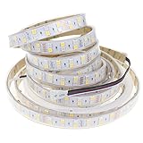 LEDENET 16.4FT Double Row RGB+Warm White 5050 LED Strip Lights 24V 600LEDs Waterproof in Silicone sleeving IP67