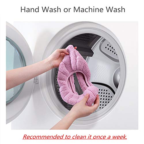 Cushioned Toilet Seat Cover Pads Bathroom Soft Fibers Thicker Warmer Stretchable Washable Lid Covers 2Pcs (Blue+Pink)