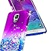 NageBee Glitter Liquid Sparkle Bling Floating Quicksand Waterfall Diamond Case, Purple/Blue for Samsung Galaxy Note 4 with Tempered Glass Screen Protector