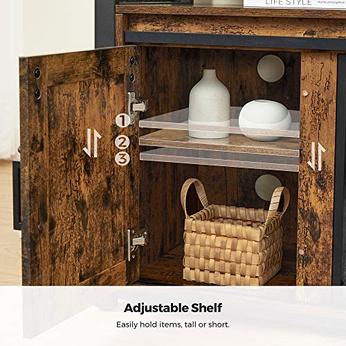 VASAGLE TV with Fireplace, TV Stand for TVs up to 60 Inches, with Barn Doors, Adjustable