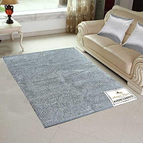 Avioni Rug for Living Room Extra Soft Both Side Usable Light Weight Plain Silver- 122x182 cm