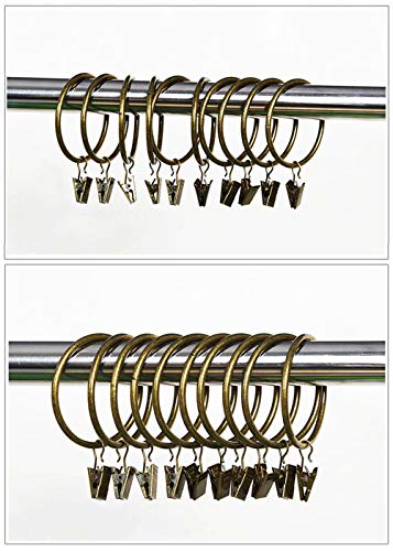 CUGBO 40Pack Curtain Clips Rings Strong Metal Decorative Rustproof Drapery Curtain Rod Ring with Clip for Windows, Bathroom, Home, Kitchen-2.48" OD-Bronze