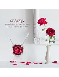 Alantyer - Collar con colgante cuadrado de piedra natalicia, regalo de aniversario para mujeres y niñas, cristal de Swarovski