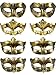 HESTYA 8 Pieces Vintage Masquerade Masks Gold Carnival Antique Mask Halloween Costume Accessories for Men Women