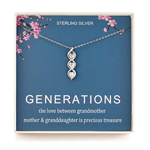 Generations Necklace Sterling Silver Three Hearts Infinity Gene