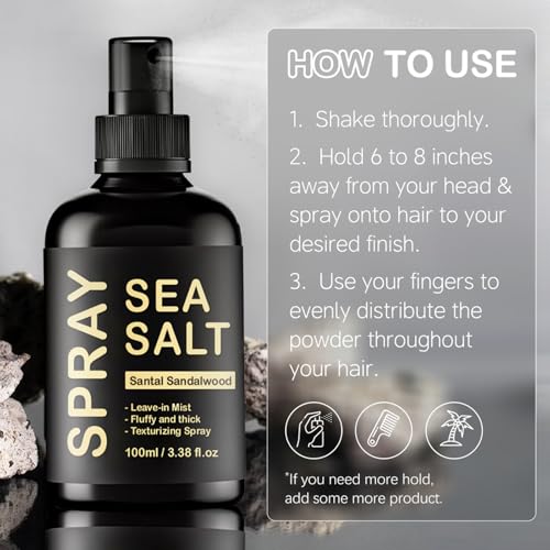 LBOYLOVE® Sea Salt Spray for Hair, Men's Texturizing Surf Spray for Adding Volume & Texture, Hair Volume for Men, Light Hold & Natural Finish, Ideal for All Hair Types & Lengths, 100ml/3.38 fl.oz.