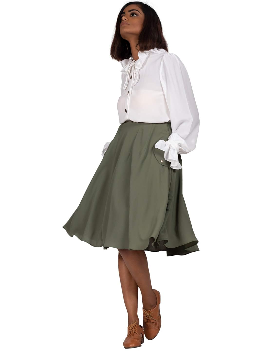 olive green overall skirt