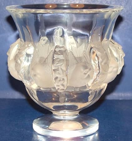 Lalique France Crystal Dampierre Vase Birds Sparrow And Leaves