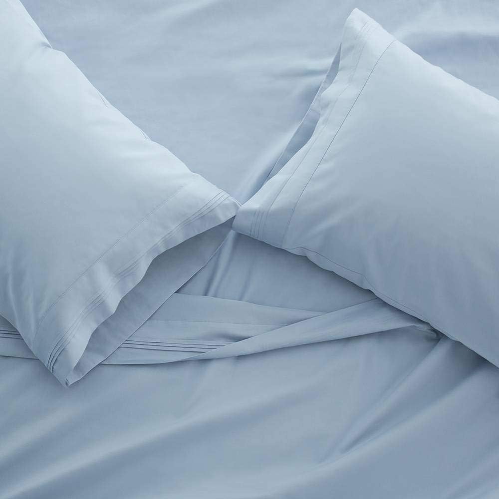 1000 Thread Count Bed Sheet Sets - Luxurious 100% Egyptian Cotton Deep Pocket Sheets - Bedding Set Includes One Flat Sheet, One Fitted Sheet & Two Pillowcases - Queen Size, Light Blue