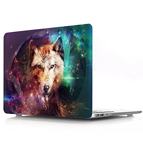 HRH Lone Wolf Pattern Design Laptop Body Shell Protective Rubberized Hard Case for Apple MacBook Air 11 inch 11.6"(Models: A1370 and A1465)