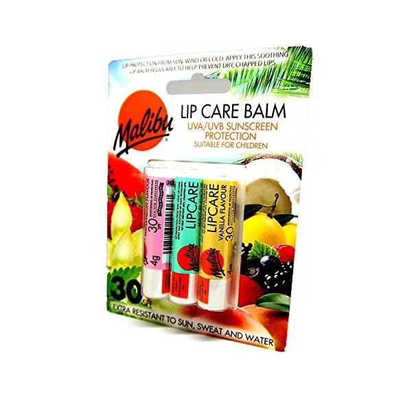 MALIBU LIP CARE BALM UVA/UVB SUNSCREEN PROTECTION SPF30 3PK