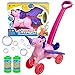 Automatic Bubble Machine Toy For Kids - Horse Walker Blows Bubbles Out Of Mouth, Plays Music And Lights Up As You Push It - 2 Bubble Solution Bottles Included - Bubble Blower by MotoWorx