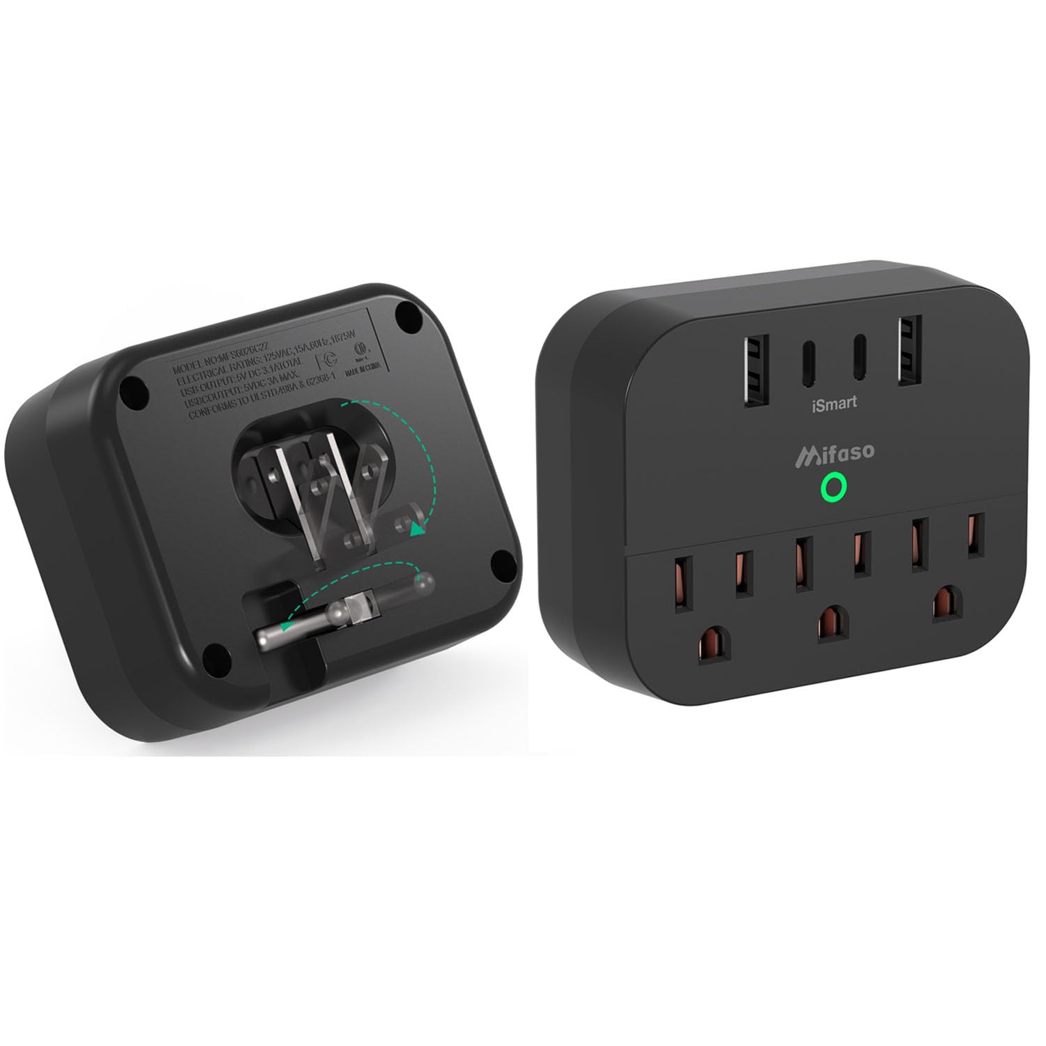Photo 1 of 2 PACK Cruise Ship Essentials, Cruise Power Strip with Foldable Plug, Travel Essentials with USB C, Outlet Extender No Surge Protector, Multi Plug Wall Outlet, Outlet Adapter Japan Plug Adapter, Black