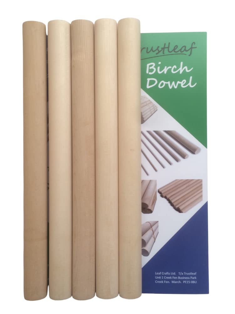 Trustleaf 25mm x 30cm Birch Hardwood Wooden Dowels (5 Dowels) — image 1