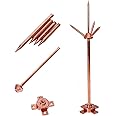 Lightning Rod, Pure Copper Lightning Rod Lightning Three-Pole Spike Brass Detachable Lightning Protection Equipment Lightning Protection System Kit for House Roof Bungalow Tin House