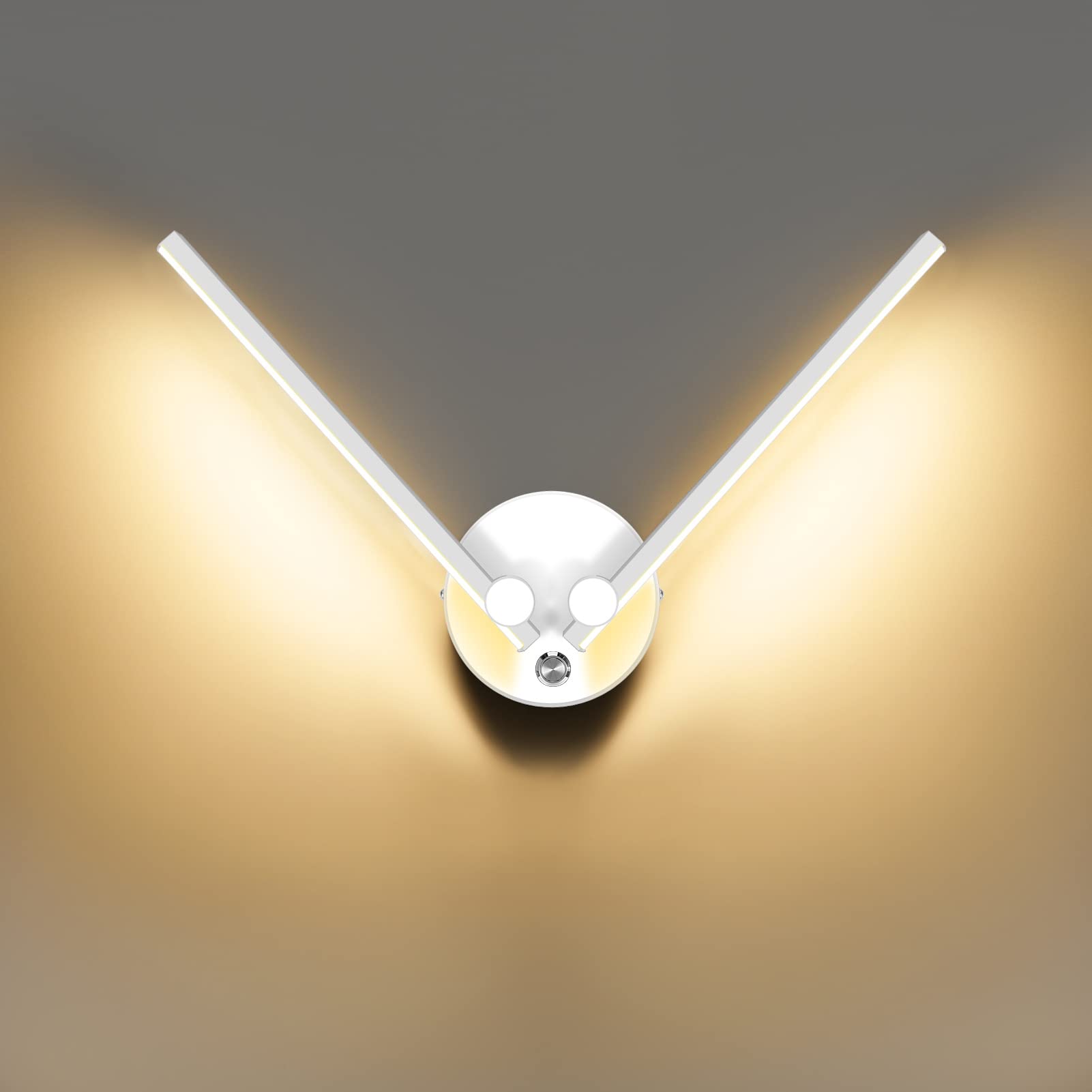 KAWELL 10W Modern LED Wall Light Bar with Switch Indoor Wall Wash Light LED Wall Lamp Bar with 300° Rotatable Lamp Arms for Bedroom Living Room Background Wall Hallway Stair Aisle