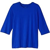 Women’s Open Back Adaptive Active Crew Neck Top for Seniors - 3/4 Long Sleeve Shirt